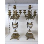 PAIR OF BRASS & MARBLE 7 BRANCH CANDELABRA 60 CMS