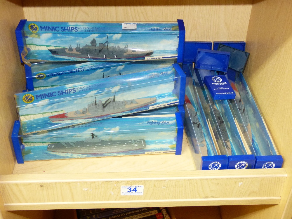 QUANTITY OF BOXED HORNBY MINIC SHIPS DIE CAST BATTLESHIPS