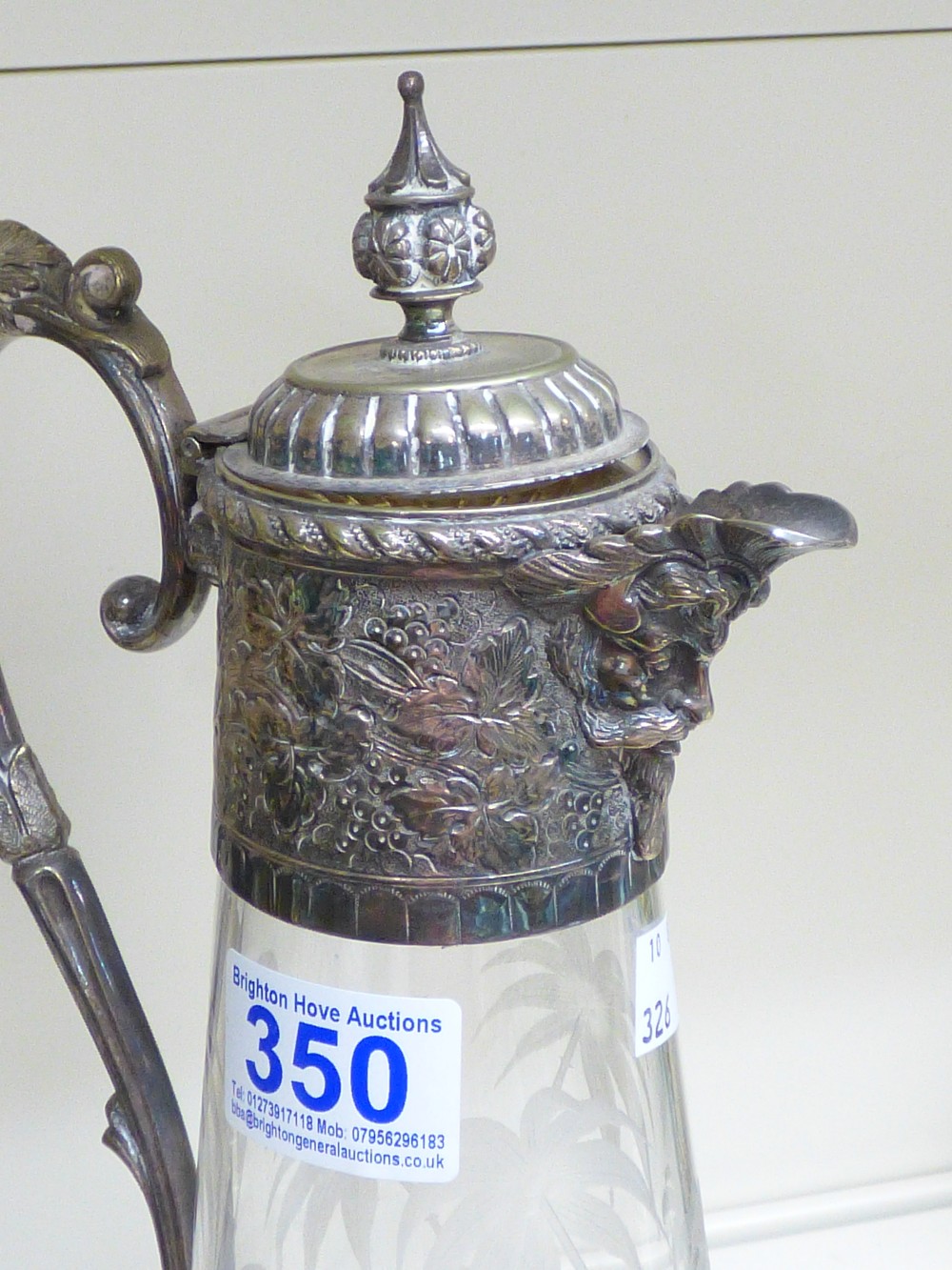CLARET JUG ETCHED WITH COCONUT TREES & MONKEYS - Image 2 of 6