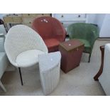 3 LLOYD LOOM CHAIRS, 2 WITH LABELS + 2 LAUNDRY BASKETS