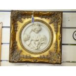 CLASSICAL PLAQUE OF CHILDREN IN A GILT FRAME 30 X 30 CMS