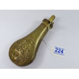 COPPER & BRASS EMBOSSED POWDER FLASK