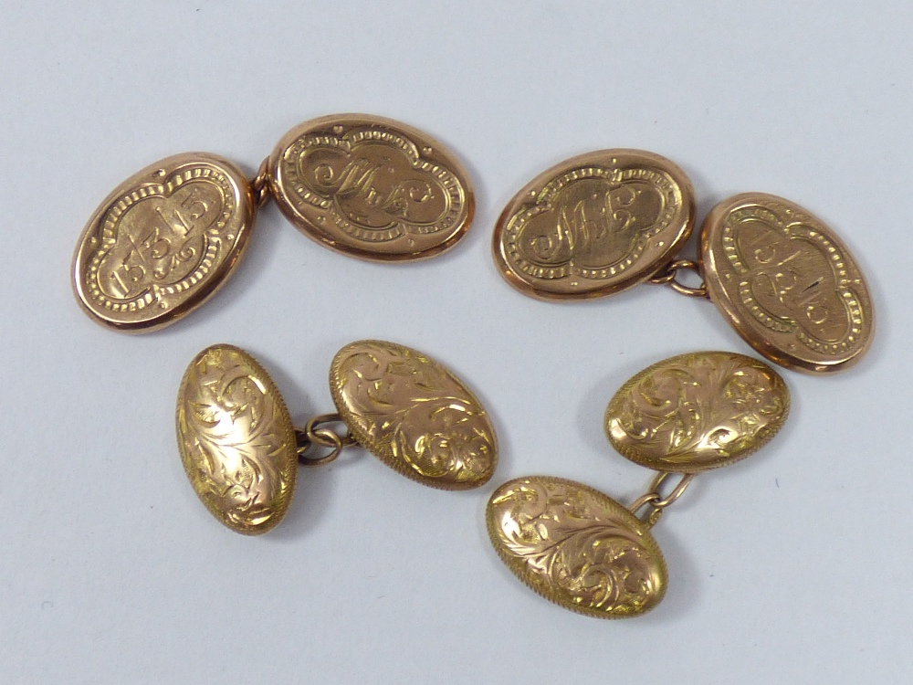 2 X PAIRS OF 9ct GOLD CUFFLINKS, TOTAL WEIGHT 5.93 grams - Image 2 of 4