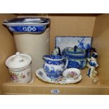 QUANTITY OF CERAMICS INCLUDING BLUE & WHITE WEDGWOOD & ADAMS