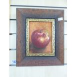 SIGNED OIL ON BOARD OF AN APPLE 34 X 28 CMS