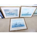 3 X GILT FRAMED SEASCAPE PRINTS 91 X 73 CMS