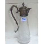 CLARET JUG ETCHED WITH COCONUT TREES & MONKEYS