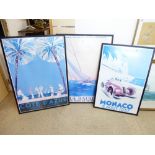 3 X LARGE FRAMED FRENCH PRINTS, 64 X 95 X 1 & 72 X 103 X 2 CMS