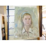 UNFRAMED PORTRAIT OF A YOUNG GIRL, SIGNED, DONALD SINCLAIR SWAN, 36 X 46 CMS
