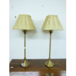 PAIR OF BRASS BASED TABLE LAMPS