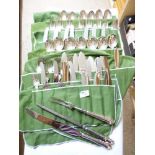 QUANTITY OF K BRIGHT LTD PLATED CUTLERY & CLOTH STORAGE ROLLS