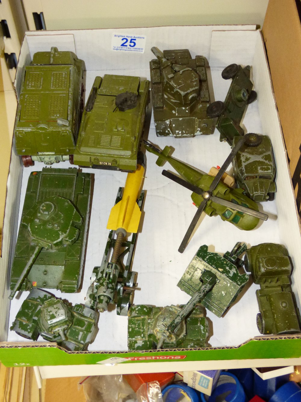 QUANTITY OF MILITARY TOY VEHICLES INCLUDING DINKY & BRITAINS