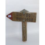 SWISS WOODEN SIGNPOST TO BAREGG & BANISEGG