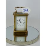 FRENCH BRASS CASED CARRIAGE CLOCK, GLASS TO FRONT BROKEN