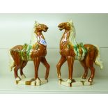 PAIR OF TANG HORSES 34 CMS