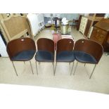 SET OF 4 MODERNIST STYLE STOW AWAY DINING CHAIRS