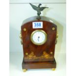 19th CENTURY CONTINENTAL MAHOGANY MANTEL CLOCK