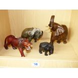 COLLECTION OF AFRICAN STYLE WOOD & STONE ANIMAL FIGURES