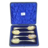 BOXED SET OF 4 HALLMARKED SILVER SERVING SPOONS, SHEFFIELD 1898 - 99, ATKIN BROTHERS 275.81 GRAMS