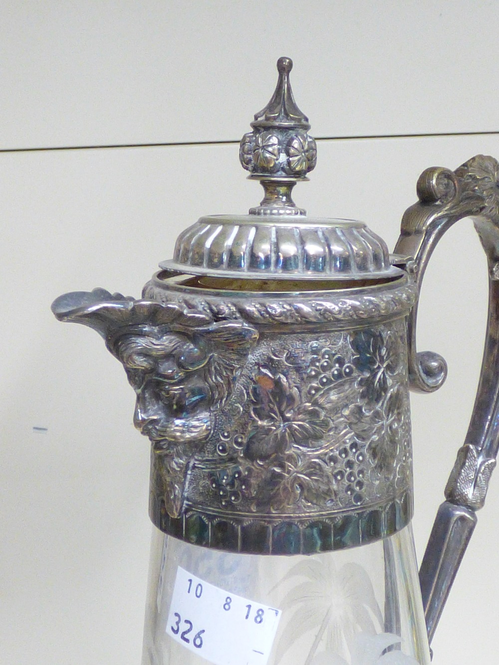 CLARET JUG ETCHED WITH COCONUT TREES & MONKEYS - Image 3 of 6
