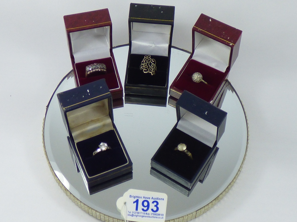 5 X 925 SILVER DRESS RINGS (BOXED)