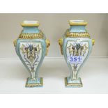 PAIR OF SECESSIONIST VASES 1 X A/F 17 CMS