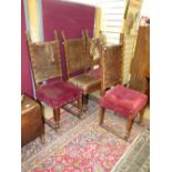 4 GOTHIC STYLE LEATHER BACKED CHAIRS A/F