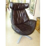 MID CENTURY BLACK LEATHER, PLC COLLECTION CHAIR