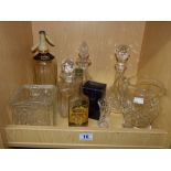 QUANTITY OF GLASS ITEMS INCLUDING SCHWEPPES SODA SYPHON & DECANTERS