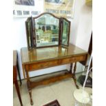 TRIPLE VANITY MIRROR + SIDE TABLE WITH DROP FLAPS & 2 DRAWERS