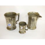 3 X VICTORIAN SPELTER MEASURING JUGS