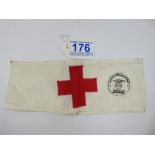 WW2 NAZI MEDICS ARM BAND ISSUED BY THE LOCAL MAYOR TO THOSE OFFICIALLY HELPING TO GET THE BODIES OUT