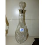 HALLMARKED SILVER MOUNTED CUT GLASS DECANTER