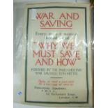 ORIGINAL WW1 POSTER 'WAR & SAVING, WHY WE MUST SAVE & HOW' POSTER No 24,PUBLISHED BY THE