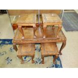 ORIENTAL STYLE NEST OF 5 COFFEE TABLES WITH CARVED DECORATION