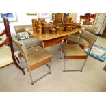 MID CENTURY DEBENHAMS TABLE & CHAIRS AND BENCH SEAT UNIT WITH STORAGE