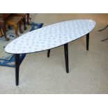 MID CENTURY STYLE OVAL COFFEE TABLE