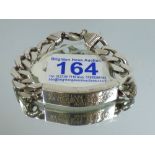 HEAVY 925 SILVER CURB LINK IDENTITY BRACELET, 60.99 GRAMS