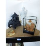 MIXED LOT OF ORIENTAL ITEMS INCLUDING CARVED CORK DIORAMA