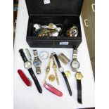 LOCKABLE MONEY BOX CONTAINING A QUANTITY OF WATCHES