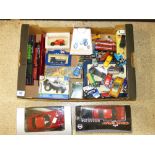QUANTITY OF DIE CAST VEHICLES, BOXED RADIO CONTROLLED CARS + OTHER TOYS & GAMES