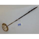 GEORGIAN WHITE METAL PUNCH LADLE WITH 1787 GEORGE 111 SILVER COIN INLAY