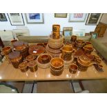 LARGE QUANTITY OF 1970S / 80s HORNSEA POTTERY AUTUMN BROWN DINNER SERVICE, STORAGE CONTAINERS.