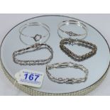 5 X 925 SILVER BRACELETS 49.83 GRAMS