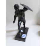 19th CENTURY SPELTER FIGURE OF A CLASSICAL WARRIOR 22CMS