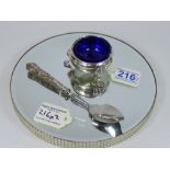 HALLMARKED SILVER SALT & LINER + HALLMARKED SILVER HANDLED SPOON