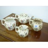 QUANTITY OF' OLD LEEDS SPRAY' ROYAL DOUTON CHINA, TEAPOT & 2 JUGS