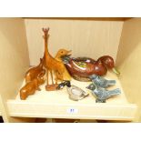 QUANTITY OF WOOD & STONE ANIMAL FIGURES