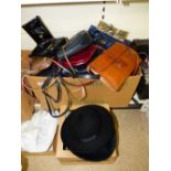 LARGE QUANTITY OF VINTAGE BAGS, HATS & ACCESSORIES INCLUDING CHRISTIAN DIOR, HARRODS & JAEGER