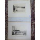 2 ETCHINGS BY C.F.W MIELATZ, LOOKING DOWN THE WEST LAGOON & BANDSTAND, ADMINISTRATION PLAZA